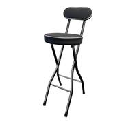 Sgabello da bar pieghevole, 65/70/75 cm, imbottito, con struttura in acciaio e comodo schienale, per cucina, sala da pranzo, camera da letto, colore nero, 55 cm