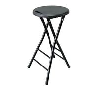 Sgabello da bar pieghevole con maniglia - Telaio in acciaio tondo, sedia compatta per colazione, campeggio e attività all'aperto (nero, altezza seduta 60 cm/23,6 pollici)