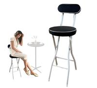 Sgabello da bar pieghevole con schienale, altezza del bancone regolabile, telaio in acciaio, seduta imbottita in PU, seggiolone salvaspazio per colazione in cucina (colore: nero, dimensioni: 55 cm, 1