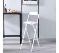 Sgabello da bar pieghevole con schienale e poggiapiedi, altezza regolabile 65 cm/70 cm/75 cm, imbottito, design moderno, colore bianco, perfetto per cucina e sala da pranzo