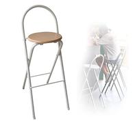Sgabello da Bar Pieghevole con Schienale, Sedile Alto Portatile dello Sgabello da Colazione della Cucina, Sedia Alta da Banco con Poggiapiedi, per Il caffè del Negozio all'aperto (Color : Wood 1pcs,