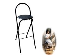 Sgabello Da Bar Pieghevole Con Schienale Sgabello Pieghevole Portatile Altezza Seduta 65cm/70cm/75cm Moderni Sgabello Alto Cucina Portante125kg Nessun Montaggio Sedie Da Pranzo Per Ufficio Giochi(Blac