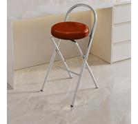 Sgabello Da Bar Pieghevole Da 46 cm Con Schienale, Sedile Imbottito Imbottito In Pelle PU Sgabello Pieghevole Portatile Sgabelli Da Bar Da Bancone Per Ufficio In Giardino(Brown,Seat height 65cm)