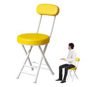 Sgabello da bar pieghevole da 47 cm, sedia imbottita con schienale e poggiapiedi, per eventi in cucina, adulti, soluzione per sedute portatili gialle