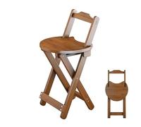 Sgabello da bar pieghevole in bambù con schienale, portatile e senza bisogno di montaggio, altezza regolabile 45/63/76 cm, elegante sedile da cucina per adulti, supporta 99,8 kg