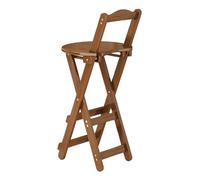 Sgabello da bar pieghevole in bambù con schienale, portatile, per interni ed esterni, non richiede montaggio, ideale per casa, caffè e terrazze (marrone, M)