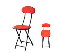 Sgabello da bar pieghevole portatile con cuscino e schienale, altezza 45 cm, ideale per cucina e sala da pranzo, sedia leggera e confortevole per adulti (colore: rosso)