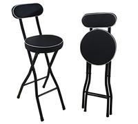 Sgabello da bar pieghevole portatile con seduta imbottita | Capacità di carico 150 kg/330 libbre | Nero | Altezza seduta 55 cm/21,6 pollici