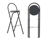 Sgabello da bar pieghevole rotondo 65cm 70cm 75cm, Sedia alta da cucina pieghevole per PUB, colazione, Sedia pieghevole bancone bistrot con seduta rigida, portata 100kg (Color : Zwart, Size : 30in/7