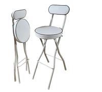 Sgabello da bar pieghevole rotondo con imbottitura di 75 cm di altezza, seggiolone portatile con schienale, ideale per cucina, colazione, cena, colore bianco