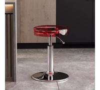 Sgabello da bar regolabile, girevole a 360°, sedia da cucina con poggiapiedi, seduta moderna per bar, caffetteria, bistrot, gambe rosse e argento, altezza 34-55 cm