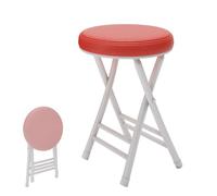 Sgabello da bar rotondo imbottito, ergonomico, alto, da cucina, con poggiapiedi, altezza 50 cm, non necessita di installazione, sedia pieghevole da bar rossa per sala da pranzo e uso domestico