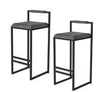 Sgabello da Bar Sedia da Bar Sgabelli da Bar Set di 2 sedie da Pranzo Grigio Scuro per la Colazione per bancone della Cucina Seduta in Morbido Velluto Sgabelli Alti con Schienale e poggiapiedi