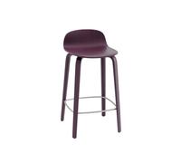 Sgabello da Bar Visu con Base in Legno H65 Prugna Scuro