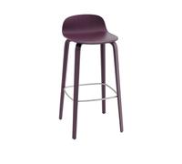 Sgabello da Bar Visu con Base in Legno H75 Prugna Scuro