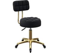 Sgabello da barrellone rotolare girevole regolabile- metallo oro in titanio con schienale, ruote- Perfetto per il salone di bellezza, makeup con bancone- 5 artigli design (colore: nero) powerfully