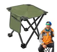 Sgabello da campeggio pieghevole mini portatile con tasche laterali e base antiscivolo - Sedia leggera da esterno per escursionismo, spiaggia pic-nic, tessuto Oxford acciaio al carbonio a montaggio