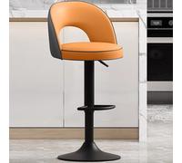 Sgabello da Cucina Moderno Girevole in Similpelle con Schienale, Sgabello Penisola Cucina Curva Airlift Senza Braccioli, Design del Telaio Ampio, Cuscino in Schiuma Spessa(Orange)