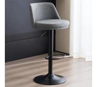 Sgabello da cucina moderno grigio in pelle PU con schienale dello sgabello da bar regolabile in altezza e poggiapiedi, elegante sedia da bar con altezza del tavolo per la colazione e bar di casa
