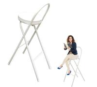Sgabello da cucina pieghevole, rotondo, imbottito, altezza bancone, portatile, in metallo, con poggiapiedi, capacità 100 kg, design pieghevole per casa e feste