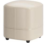 Sgabello da divano, versatile poggiapiedi con spugna ad alta resilienza e cuscino in pelle, elegante pouf con struttura in legno per soggiorno, camera da letto e ingresso