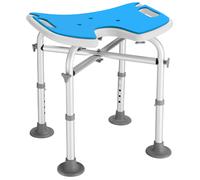 BAKAJI Sgabello da Doccia per Anziani, Disabili e Persone con Mobilità Ridotta, Sedile Ergonomico e Struttura in Alluminio Peso Max. 130kg, Sedia da Basca con Fori di Drenaggio e Altezza Regolabile