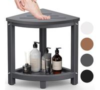 Sgabello da doccia per interno doccia angolare panca doccia con ripiano | Sgabello da doccia impermeabile in HDPE per gambe da barba, piedini antiscivolo regolabili, sedile per doccia/poggiapiedi