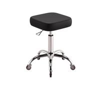 Sgabello da Estetista Quadrato con Ruote Sgabello Regolabile In Altezza 40-58cm Comodo Sedile In Pelle Finta, per Studio Ufficio Salone di Bellezza, Fino a 150kg(Black)