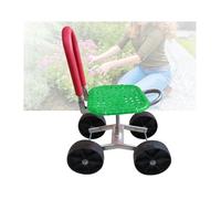 Sgabello da Giardinaggio con Ruote,Portata 150 kg,Altezza Regolabile,Assistente da Giardino con Schienale Pieghevole,for Cortile E Patio(Green,4 Wheels)