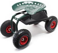 CARRELLO DA GIARDINAGGIO E OFFICINA CON SEDUTA PORTATA MAX 150 KG | SEDIA DA GIARDINO CON 4 RUOTE PNEUMATICHE