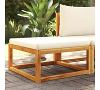 Sgabello da Giardino con Cuscino, in Legno Massello di Acacia, Design Modulare Multifunzione, Sedie da Esterno, Poltroncine da Esterno, per Giardino, Patio e Terrazzo,Bianco Crema, 65x65x29 cm