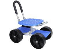 Sgabello da Giardino con Ruote, Altezza Regolabile 23-35cm, Sedile Girevole a 360 Gradi, Carrello da Giardino Pieghevole con Capacità di 150 kg, per Piantagione all'Aperto B