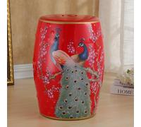 Sgabello da giardino decorativo in ceramica, sgabello a tamburo cavo dipinto a mano, pouf multiuso per soggiorno, corridoio, balcone, decorazioni per la casa red