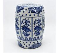 Sgabello da Giardino in Ceramica Blu e Bianco Stile Cinese e Tavolino | Porcellana Artigianale Blu E Bianca, Motivo Floreale Classico Elegante Decorazione(Blue 10)