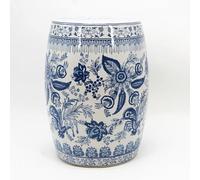 Sgabello da Giardino in Ceramica Blu e Bianco Stile Cinese e Tavolino | Porcellana Artigianale Blu E Bianca, Motivo Floreale Classico Elegante Decorazione(Blue 4)
