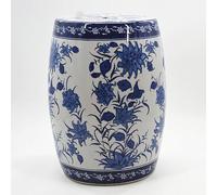 Sgabello da Giardino in Ceramica Blu e Bianco Stile Cinese e Tavolino | Porcellana Artigianale Blu E Bianca, Motivo Floreale Classico Elegante Decorazione(Blue 2)