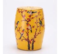 Sgabello da Giardino in Ceramica Chinoiserie, Tavolino Laterale Floreale