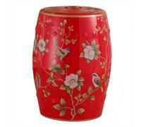 Sgabello da giardino in ceramica dipinta a mano Chinoiserie Drum Table Classic Green Side Table per soggiorno interno/esterno Decor Flower & Bird Design French Country Cottage Style