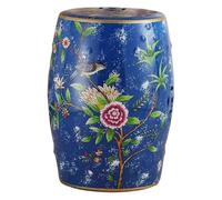 Sgabello da giardino in ceramica floreale vintage, tavolino rotondo in cineserie, ottomano e supporto per piante, per uso interno ed esterno, soggiorno, patio, tavolino decorativo in porcellana (blu)