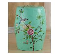 Sgabello da giardino in ceramica floreale vintage, tavolino rotondo in cineserie, ottomano e supporto per piante, per uso interno ed esterno, soggiorno, patio, tavolino decorativo in porcellana (verde