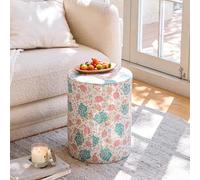 Sgabello da giardino in ceramica Sgabello decorativo a tamburo in ceramica smaltata con motivi chinoiserie e fiori dipinti a mano Non richiede assemblaggio Per soggiorno, camera da letto, 32x32x41cm