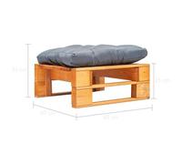 Sgabello da giardino in legno - pouf in grigio e marrone miele con cuscino, resistente e resistente alle intemperie per giardino, terrazza o balcone - Elegante seduta con comfort