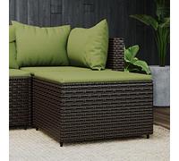 Sgabello da giardino marrone in polyrattan con cuscino imbottito, 55 x 55 x 31 cm, resistente alle intemperie e stabile, versatile come seduta, poggiapiedi o tavolino per balcone, terrazza, lounge