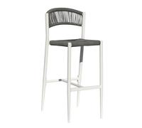 Sgabello da Giardino Milano In Alluminio - Wicker Grigio - Bianco Greenwood