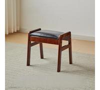 Sgabello da ingresso rustico in legno massello, poggiapiedi imbottito multifunzionale, sedia a forma di A, per camera da letto, soggiorno, balcone, corridoio, studio (rovere piccolo, struttura nera)