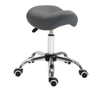 Sgabello Da Lavoro A Sella Con Ruote E Altezza Regolabile Per Negozi Parrucchiere E Tattoo, 52x53x49-61cm Grigio