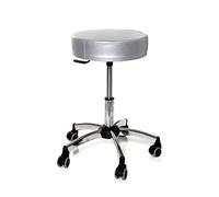 Sgabello da Lavoro, Base e pistone Cromato, per Centro estetico ambulatorio Studio Medico, rotelle in Gomma per parquet, Rotazione Libera di 360°, 7 cm di Imbottitura, Diversi Colori Disponibili