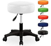 Sgabello da lavoro Sgabello girevole Sgabello Sgabello per salone estetico Sgabello per ambulatorio medico, con rotelle, rotazione libera di 360°, 7 cm di imbottitura, (Nero)