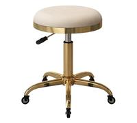 SJHPZG Sgabello da Salone Rotondo rotolante Sgabello da Bar Girevole Piccolo bancone Sedia per Trucco Bellezza Regolazione Altezza 45-56 cm e Metallo Titanio Oro 5 Artigli con Ruote