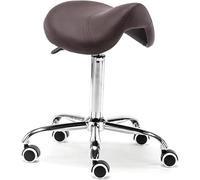 Sgabello da sella ergonomico - Sedia girevole in pelle PU con ruote, altezza regolabile da 48 a 60 cm, per salone, tatuaggi, bellezza, massaggi, uso dentale